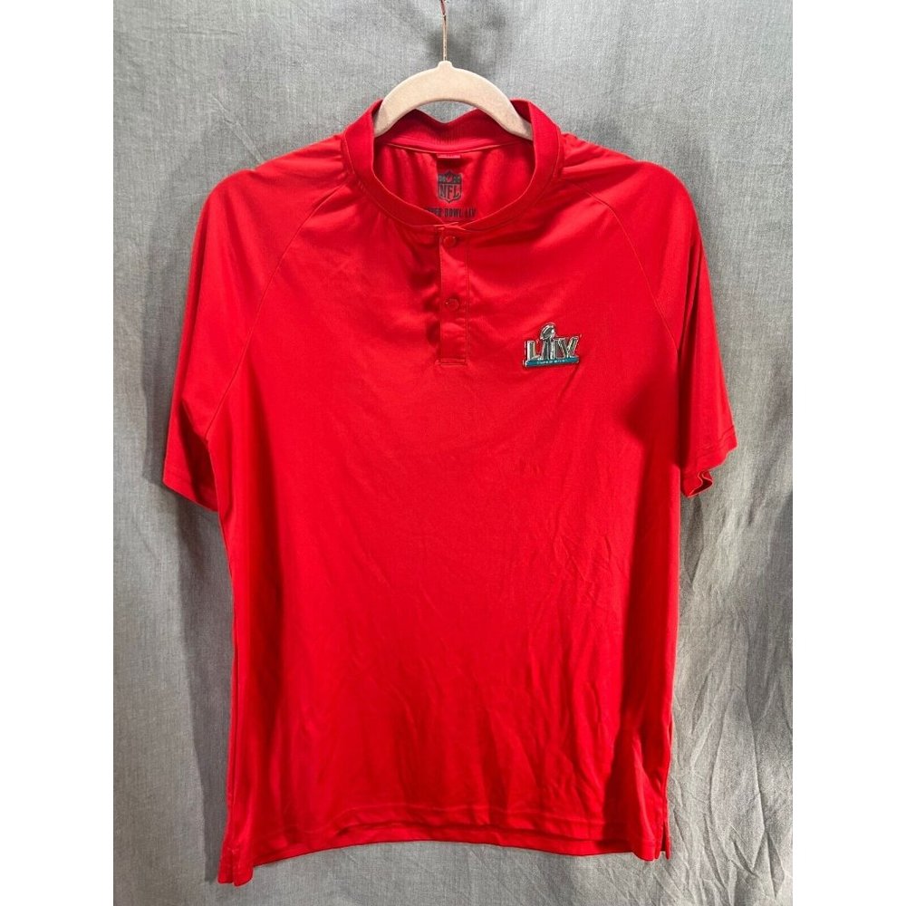 NFL Super Bowl Liv Polo Shirt Adult M Red Short Sleeve Pullover Mens.
